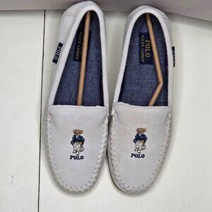 Polo Ralph Lauren Women's Teddy Bear Logo Moccasin Slippers